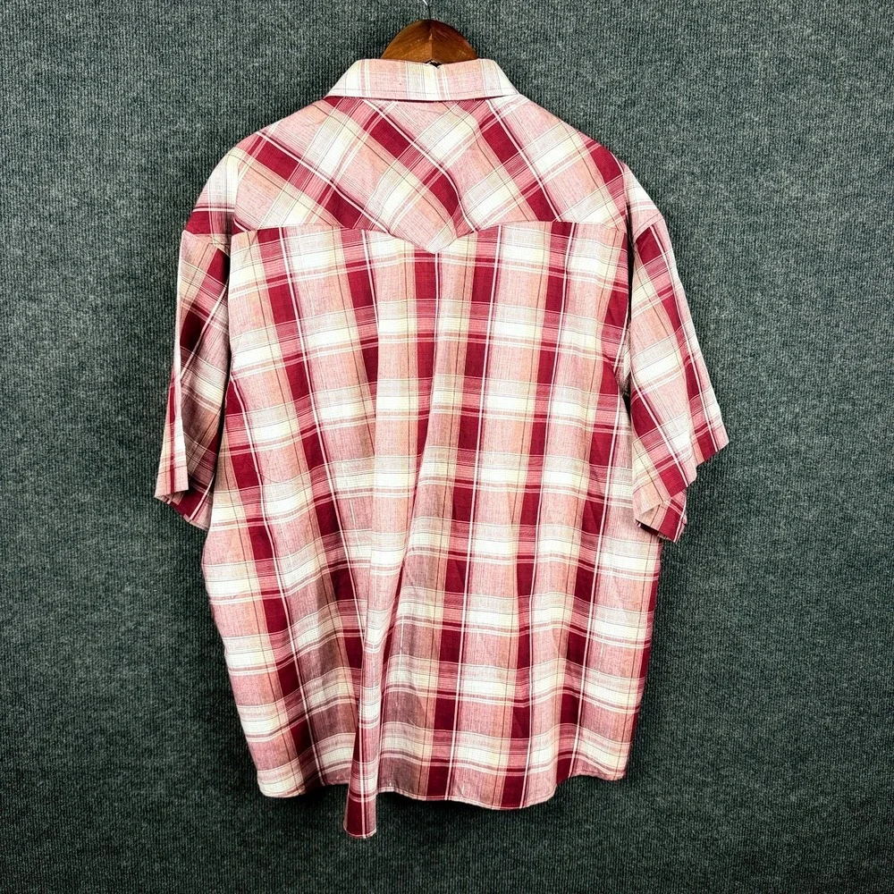 Rustler by Wrangler Western Pearl Snap Plaid Short Sleeve Shirt 3XL New